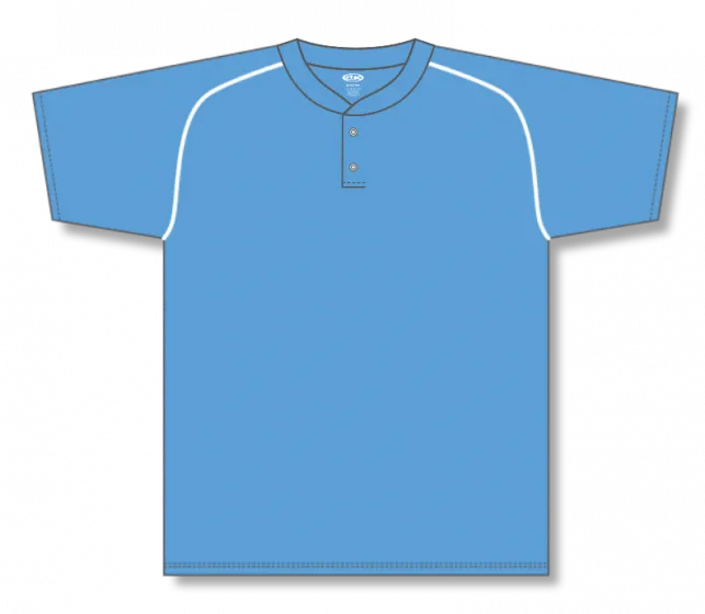 Athletic Knit (AK) BA1344A-227 Adult Sky Blue/White Two-Button Baseball Jersey