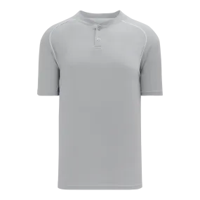 Athletic Knit (AK) BA1344A-245 Adult Grey/White Two-Button Baseball Jersey