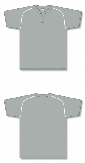 Athletic Knit (AK) BA1344A-245 Adult Grey/White Two-Button Baseball Jersey