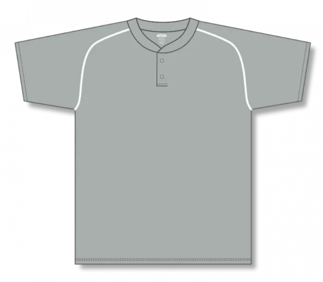 Athletic Knit (AK) BA1344A-245 Adult Grey/White Two-Button Baseball Jersey