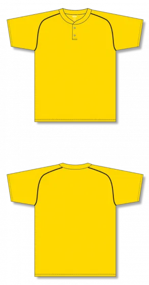 Athletic Knit (AK) BA1344A-254 Adult Maize/Black Two-Button Baseball Jersey
