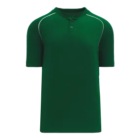 Athletic Knit (AK) BA1344A-260 Adult Dark Green/White Two-Button Baseball Jersey