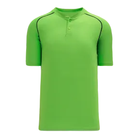 Athletic Knit (AK) BA1344A-269 Adult Lime Green/Black Two-Button Baseball Jersey