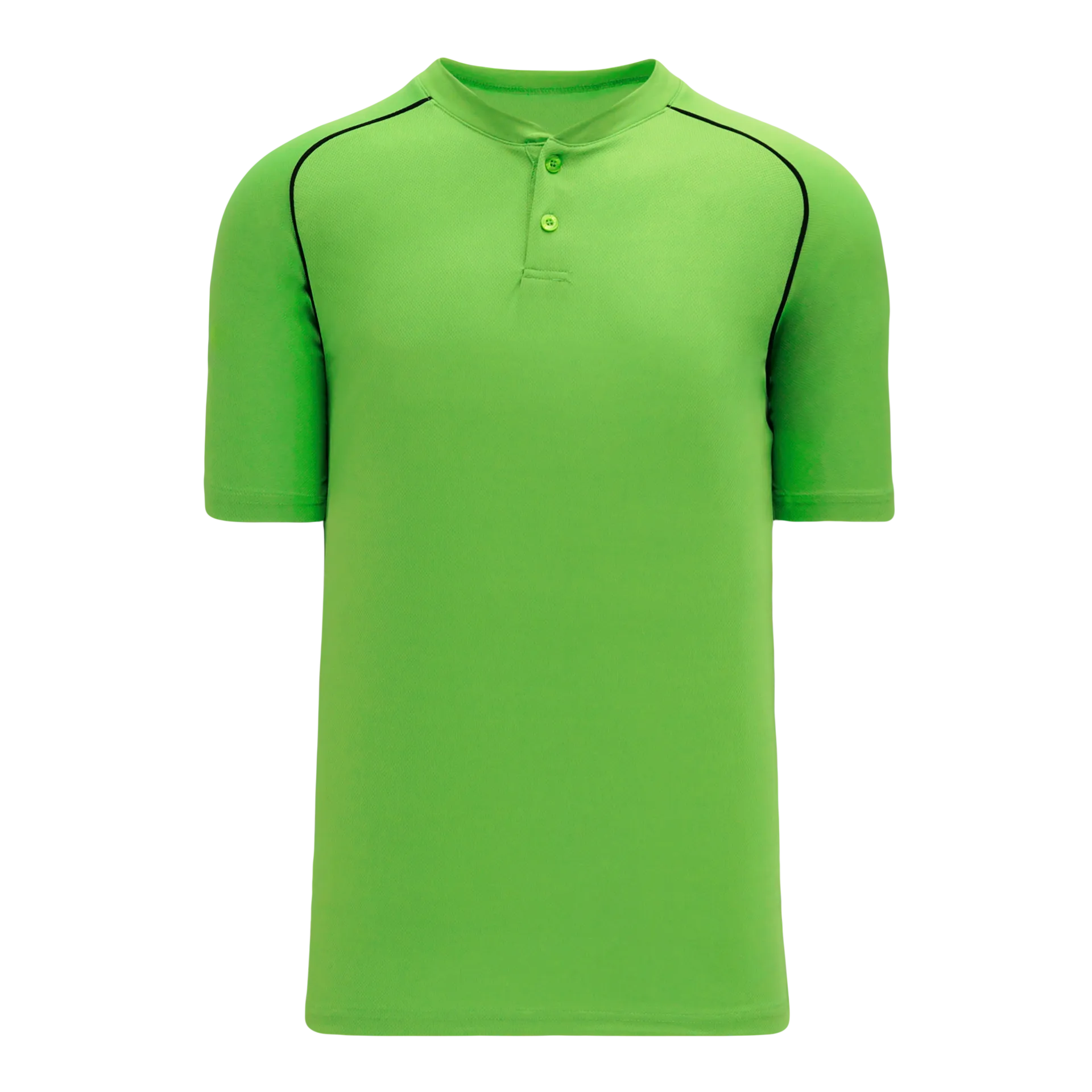 Athletic Knit (AK) BA1344A-269 Adult Lime Green/Black Two-Button Baseball Jersey