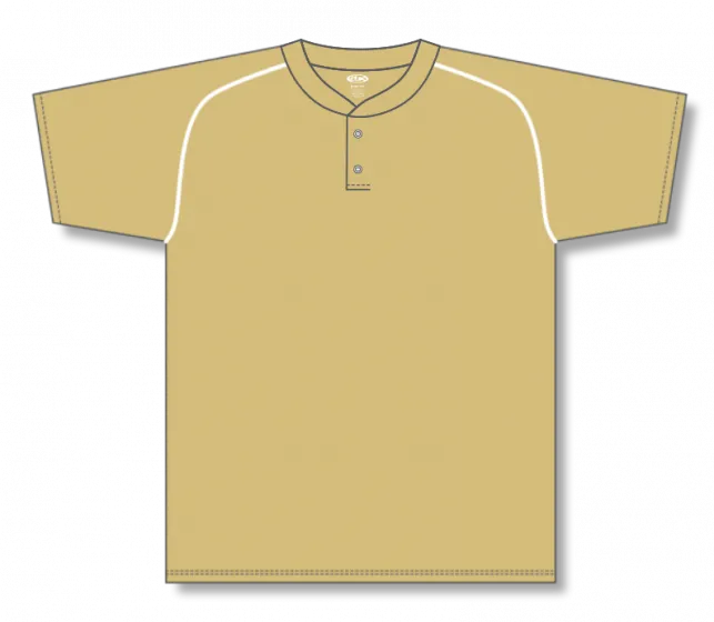 Athletic Knit (AK) BA1344A-280 Adult Vegas Gold/White Two-Button Baseball Jersey