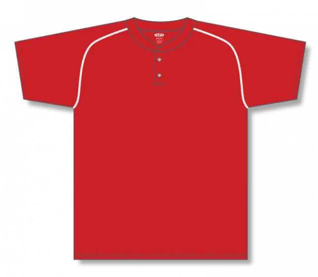 Athletic Knit (AK) BA1344Y-208 Youth Red/White Two-Button Baseball Jersey