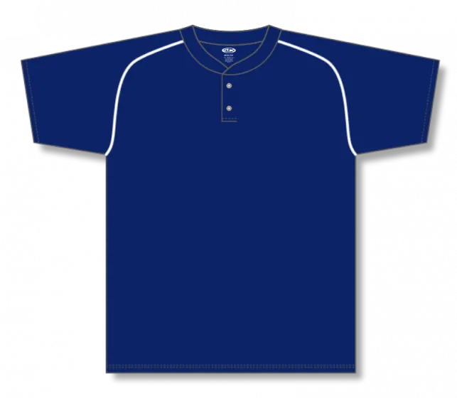 Athletic Knit (AK) BA1344Y-216 Youth Navy/White Two-Button Baseball Jersey