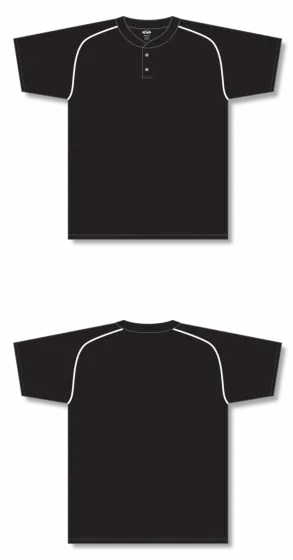 Athletic Knit (AK) BA1344Y-221 Youth Black/White Two-Button Baseball Jersey