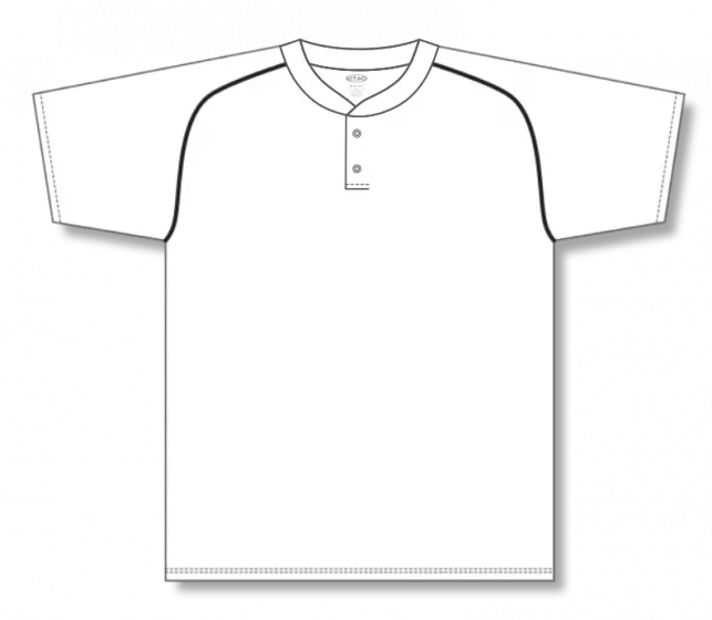 Athletic Knit (AK) BA1344Y-222 Youth White/Black Two-Button Baseball Jersey