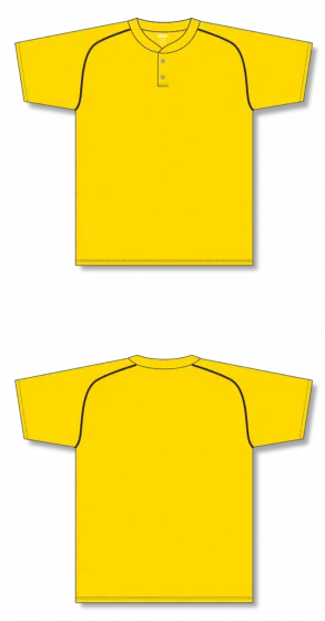 Athletic Knit (AK) BA1344Y-254 Youth Maize/Black Two-Button Baseball Jersey