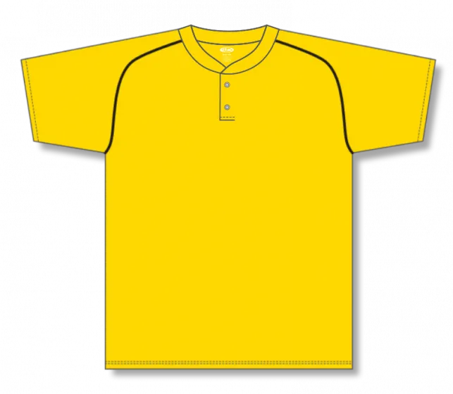 Athletic Knit (AK) BA1344Y-254 Youth Maize/Black Two-Button Baseball Jersey