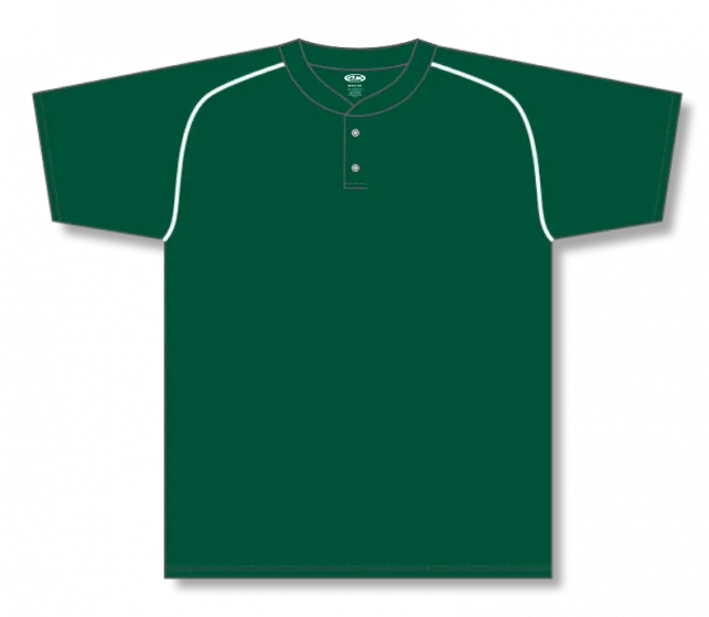 Athletic Knit (AK) BA1344Y-260 Youth Dark Green/White Two-Button Baseball Jersey
