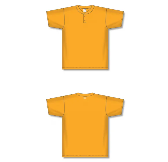 Athletic Knit (AK) BA1347A-006 Adult Gold Two-Button Baseball Jersey