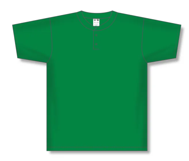 Athletic Knit (AK) BA1347A-007 Adult Kelly Green Two-Button Baseball Jersey