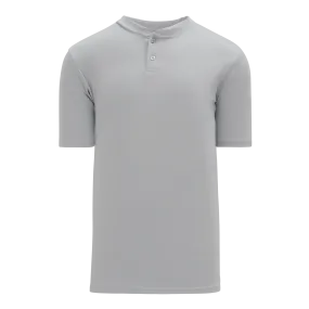 Athletic Knit (AK) BA1347A-012 Adult Grey Two-Button Baseball Jersey