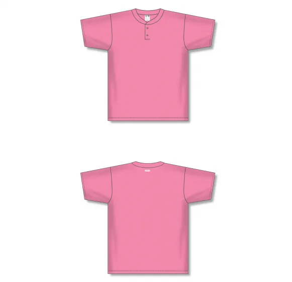 Athletic Knit (AK) BA1347A-014 Adult Pink Two-Button Baseball Jersey