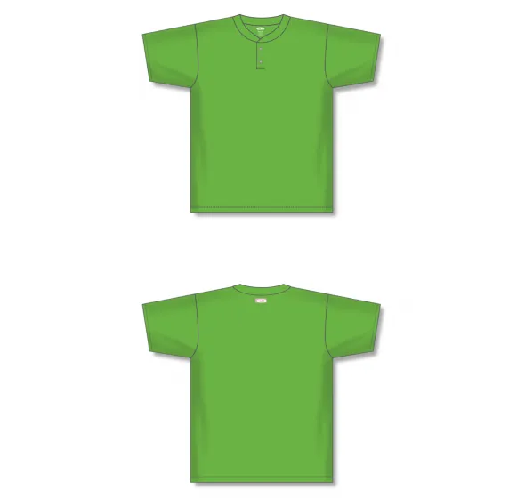 Athletic Knit (AK) BA1347A-031 Adult Lime Green Two-Button Baseball Jersey
