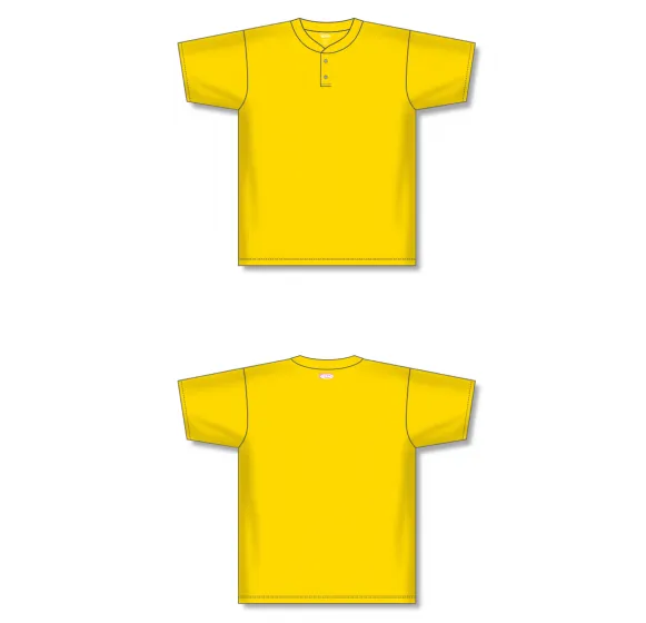 Athletic Knit (AK) BA1347A-055 Adult Maize Two-Button Baseball Jersey