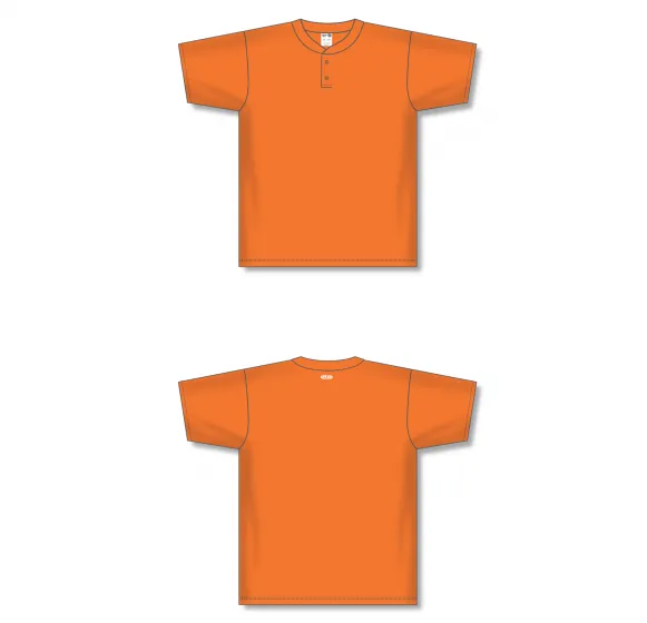 Athletic Knit (AK) BA1347A-064 Adult Orange Two-Button Baseball Jersey
