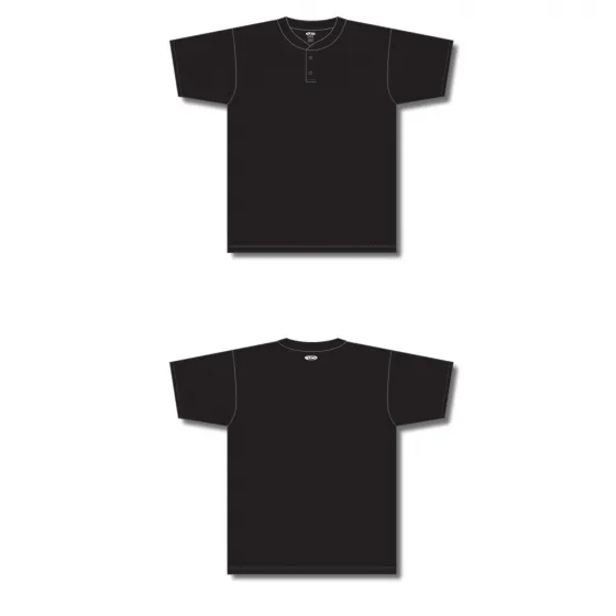 Athletic Knit (AK) BA1347Y-001 Youth Black Two-Button Baseball Jersey
