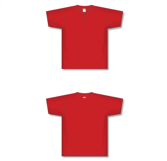 Athletic Knit (AK) BA1347Y-005 Youth Red Two-Button Baseball Jersey
