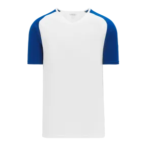 Athletic Knit (AK) BA1375M-207 Mens White/Royal Blue Pullover Baseball Jersey