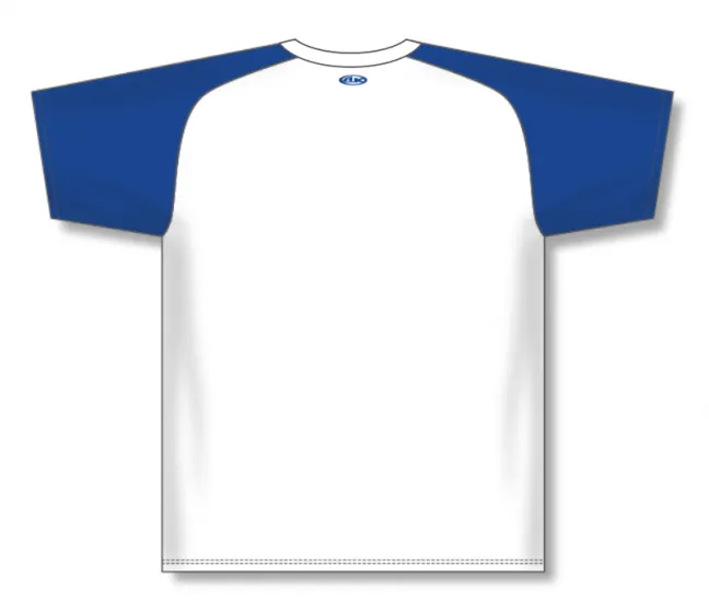 Athletic Knit (AK) BA1375M-207 Mens White/Royal Blue Pullover Baseball Jersey