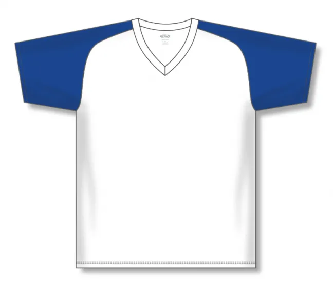 Athletic Knit (AK) BA1375M-207 Mens White/Royal Blue Pullover Baseball Jersey