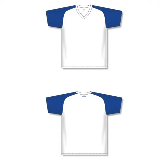 Athletic Knit (AK) BA1375M-207 Mens White/Royal Blue Pullover Baseball Jersey