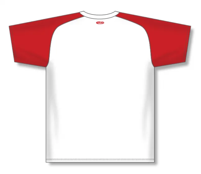 Athletic Knit (AK) BA1375M-209 Mens White/Red Pullover Baseball Jersey