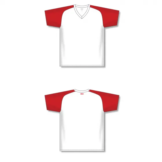 Athletic Knit (AK) BA1375M-209 Mens White/Red Pullover Baseball Jersey