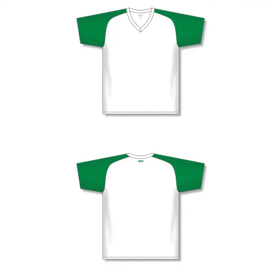 Athletic Knit (AK) BA1375M-211 Mens White/Kelly Green Pullover Baseball Jersey