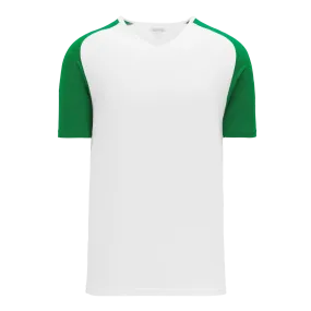 Athletic Knit (AK) BA1375M-211 Mens White/Kelly Green Pullover Baseball Jersey