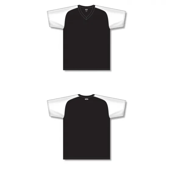 Athletic Knit (AK) BA1375M-221 Mens Black/White Pullover Baseball Jersey