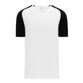 Athletic Knit (AK) BA1375M-222 Mens White/Black Pullover Baseball Jersey