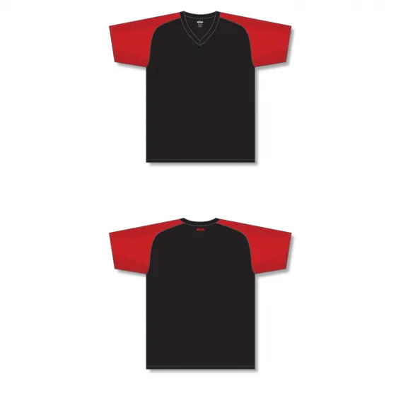 Athletic Knit (AK) BA1375M-249 Mens Black/Red Pullover Baseball Jersey