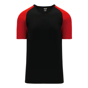 Athletic Knit (AK) BA1375M-249 Mens Black/Red Pullover Baseball Jersey