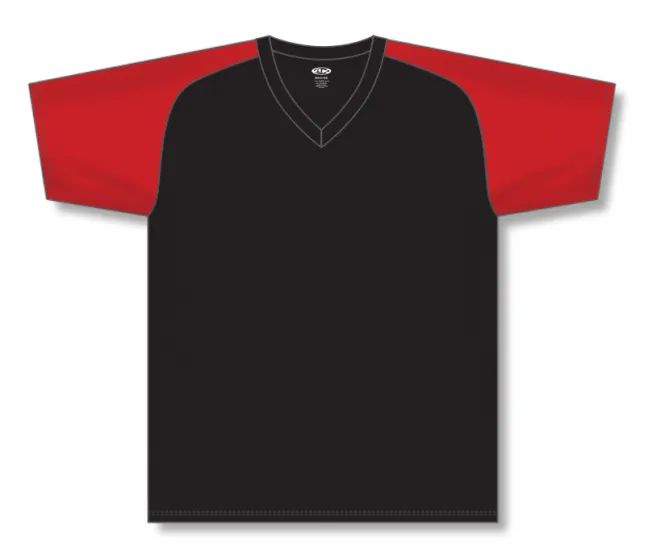 Athletic Knit (AK) BA1375M-249 Mens Black/Red Pullover Baseball Jersey
