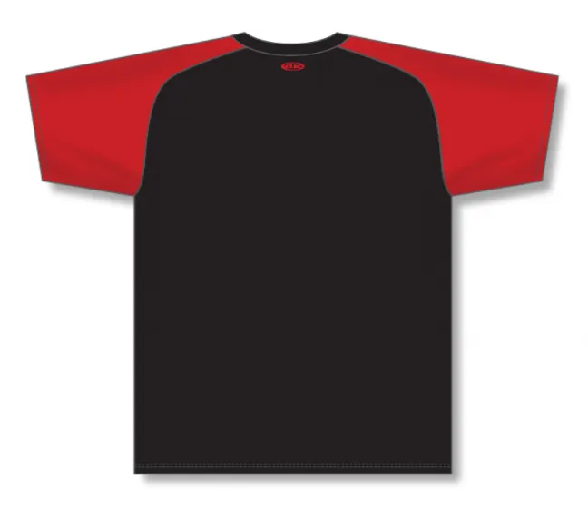 Athletic Knit (AK) BA1375M-249 Mens Black/Red Pullover Baseball Jersey