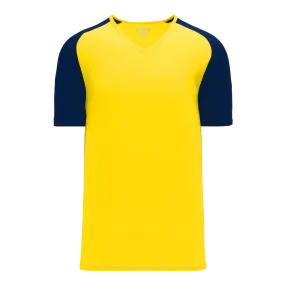 Athletic Knit (AK) BA1375M-253 Mens Maize/Navy Pullover Baseball Jersey