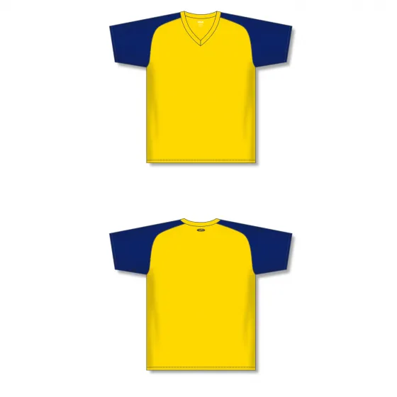 Athletic Knit (AK) BA1375M-253 Mens Maize/Navy Pullover Baseball Jersey
