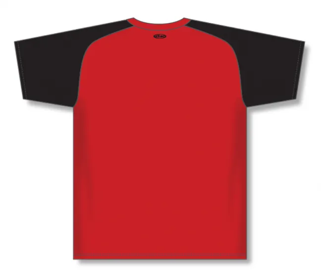 Athletic Knit (AK) BA1375M-264 Mens Red/Black Pullover Baseball Jersey