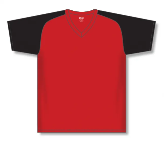 Athletic Knit (AK) BA1375M-264 Mens Red/Black Pullover Baseball Jersey