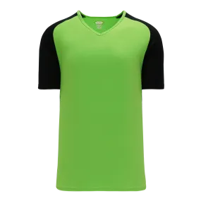 Athletic Knit (AK) BA1375M-269 Mens Lime Green/Black Pullover Baseball Jersey