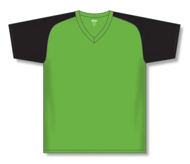 Athletic Knit (AK) BA1375M-269 Mens Lime Green/Black Pullover Baseball Jersey