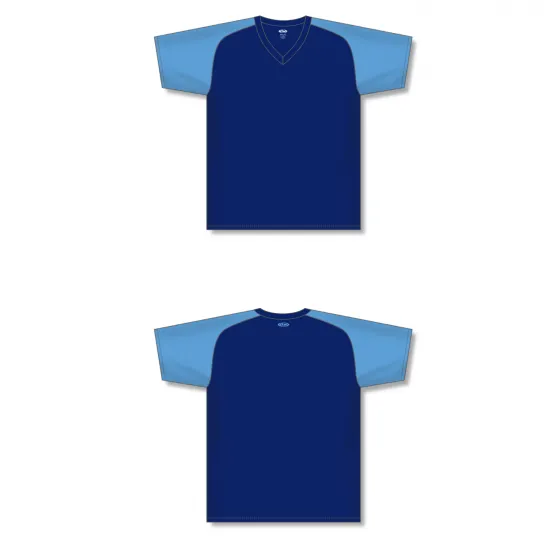 Athletic Knit (AK) BA1375M-287 Mens Navy/Sky Blue Pullover Baseball Jersey