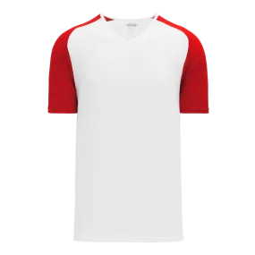 Athletic Knit (AK) BA1375Y-209 Youth White/Red Pullover Baseball Jersey