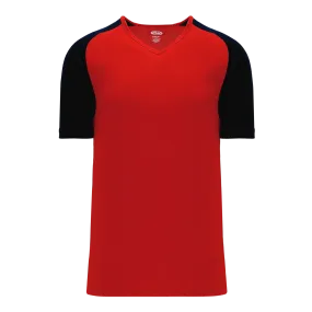 Athletic Knit (AK) BA1375Y-264 Youth Red/Black Pullover Baseball Jersey