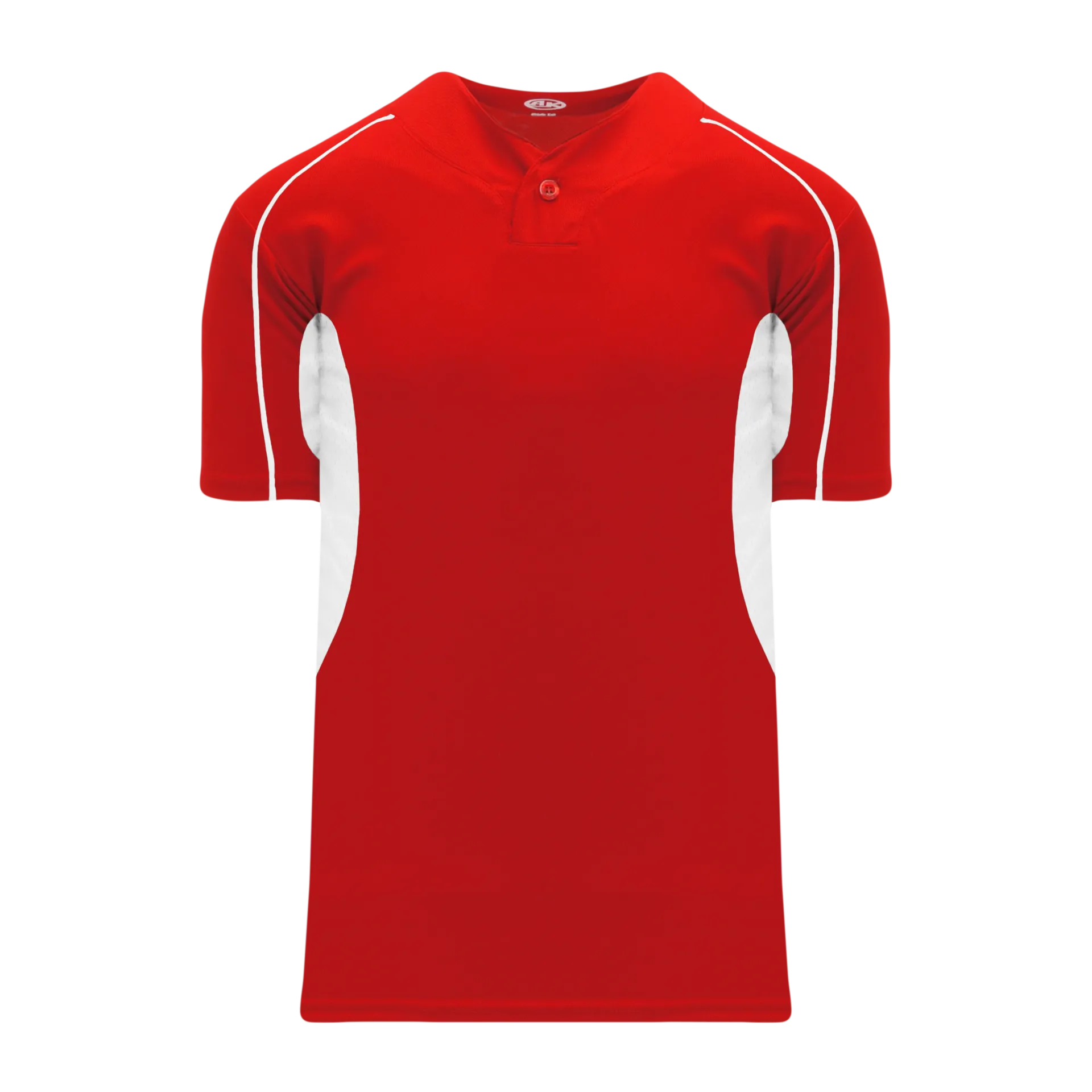 Athletic Knit (AK) BA1745A-208 Adult Red/White One-Button Baseball Jersey