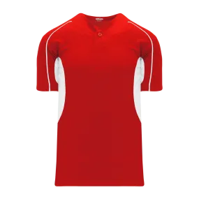 Athletic Knit (AK) BA1745A-208 Adult Red/White One-Button Baseball Jersey